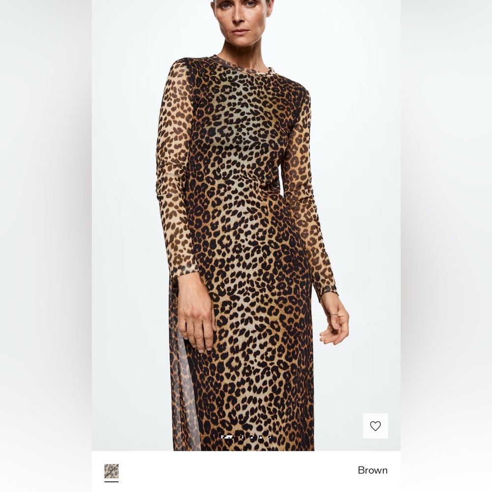 Mango Black and Brown Bodycon Dress Mock Neck Long Sleeve Size 12 - Picture 2 of 9
